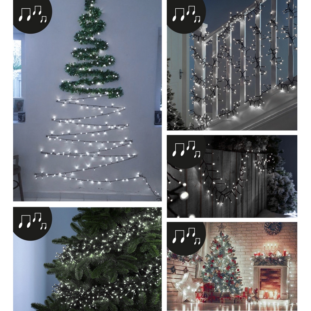 Catena di luci musicale 19 metri da 320 Led Bianco Freddo con cavo verde Wisdom - Foto 3