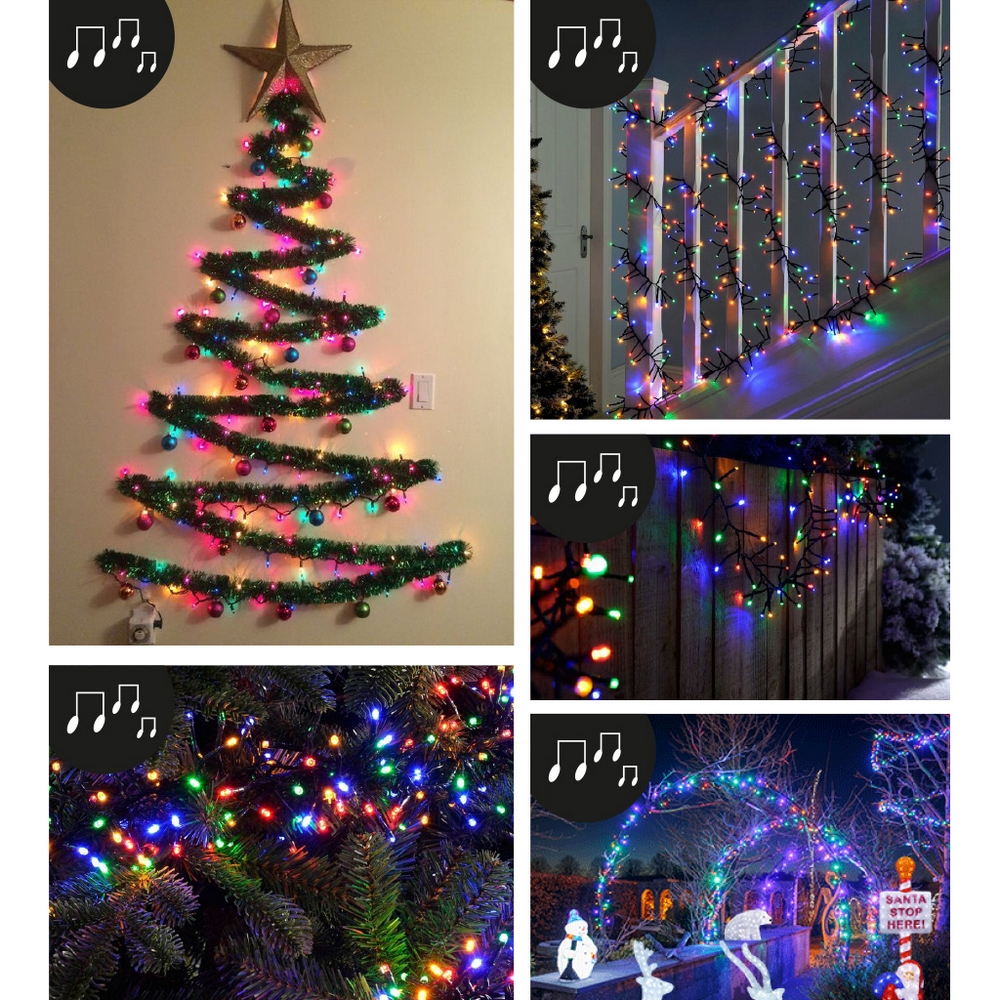 Catena di luci musicale 19 metri da 320 Led Multicolore con cavo verde Wisdom - Foto 3