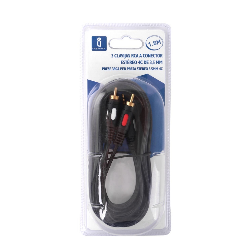 Cavo adattatore da Jack 3,5mm audio video a 3 RCA maschio 1,8m Aigostar - Foto 1