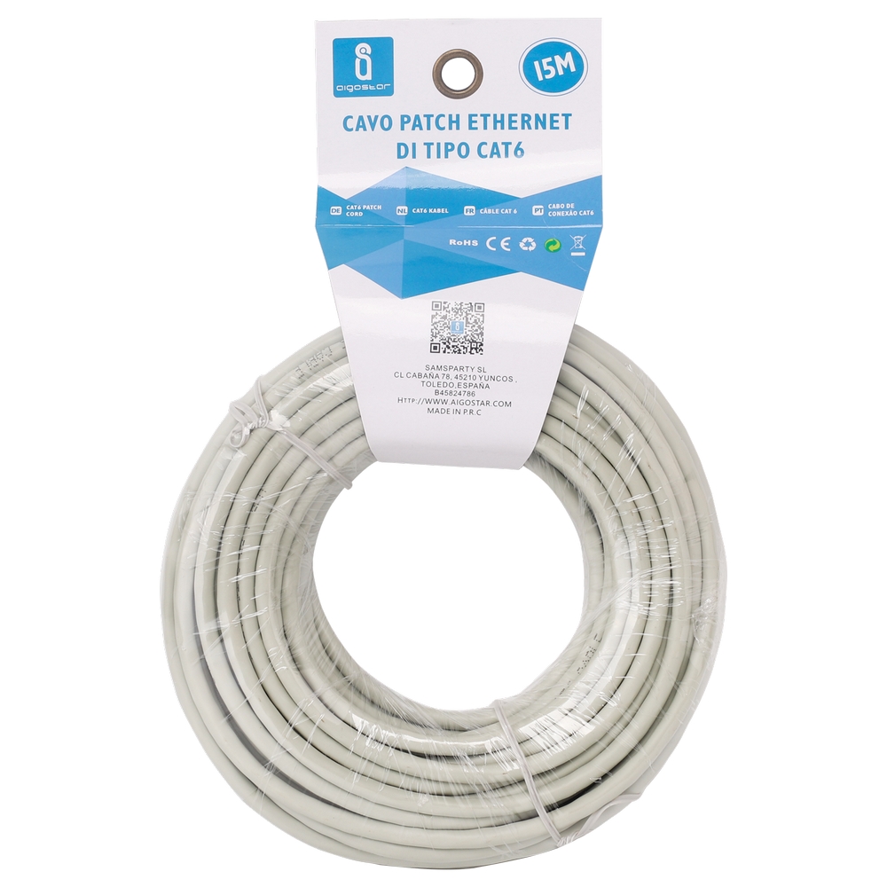 Cavo Ethernet rete LAN Cat6 RJ45 15m grigio Aigostar - Foto 1
