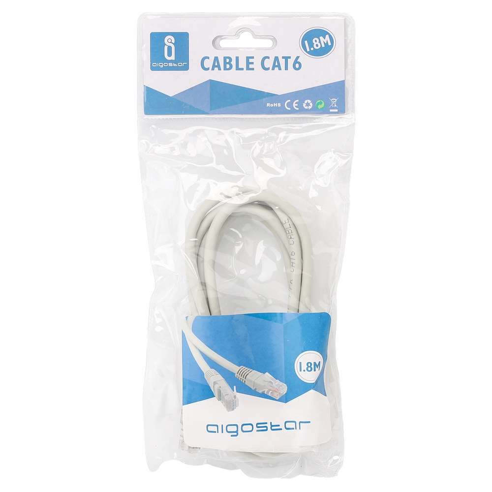 Cavo Ethernet rete LAN Cat6 RJ45 1,8m grigio Aigostar - Foto 1