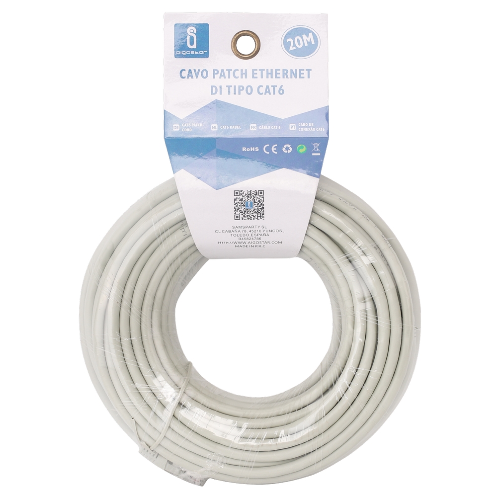 Cavo Ethernet rete LAN Cat6 RJ45 20m grigio Aigostar - Foto 1