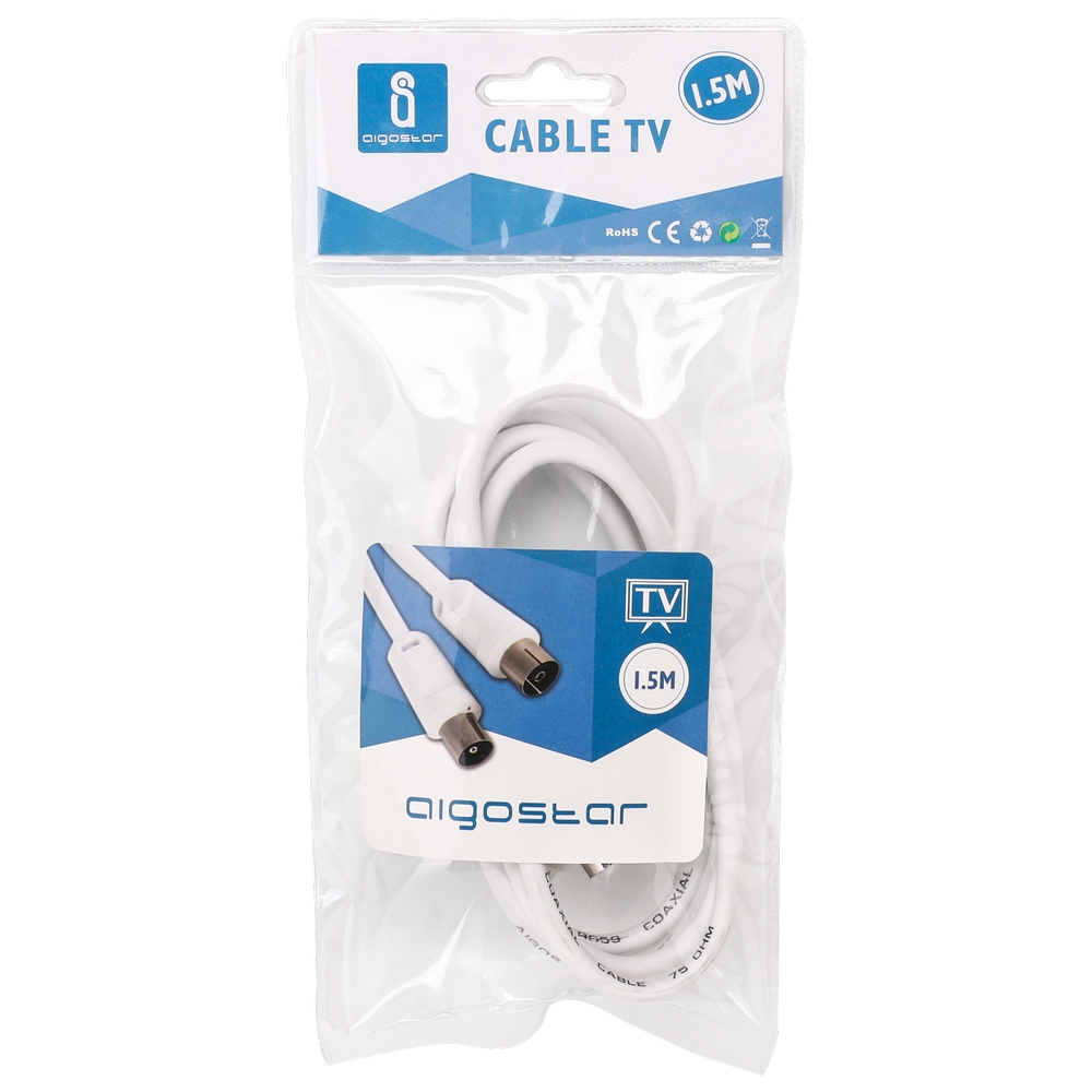 Cavo TV per antenna maschio/femmina 1,5m bianco Aigostar - Foto 2