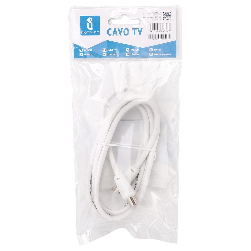Cavo TV per antenna maschio/femmina 1,5m bianco Aigostar - Foto 3