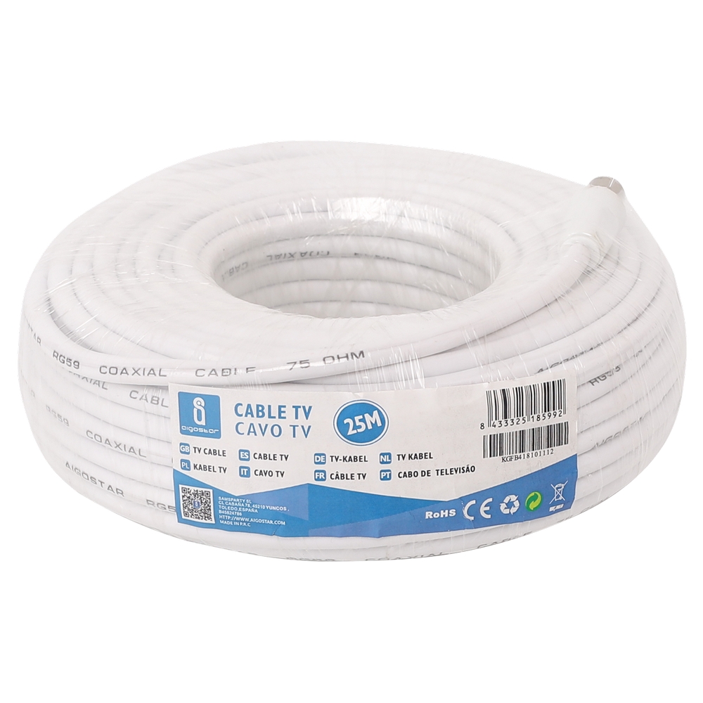 Cavo TV per antenna maschio/femmina 20m bianco Aigostar - Foto 3