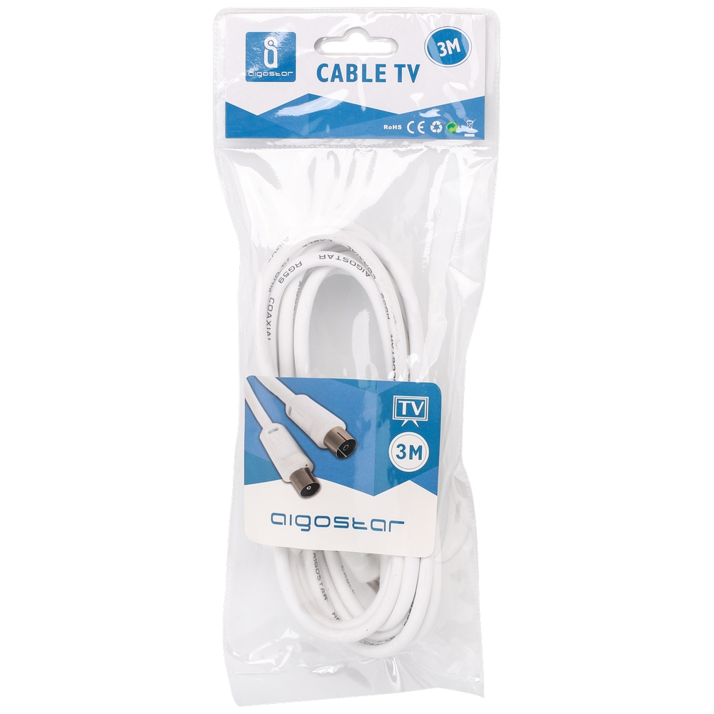 Cavo TV per antenna maschio/femmina 3m bianco Aigostar - Foto 2