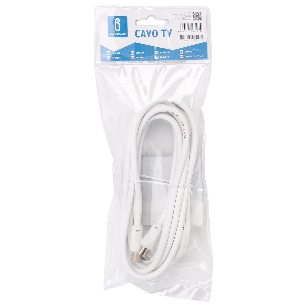 Cavo TV per antenna maschio/femmina 3m bianco Aigostar - Foto 3