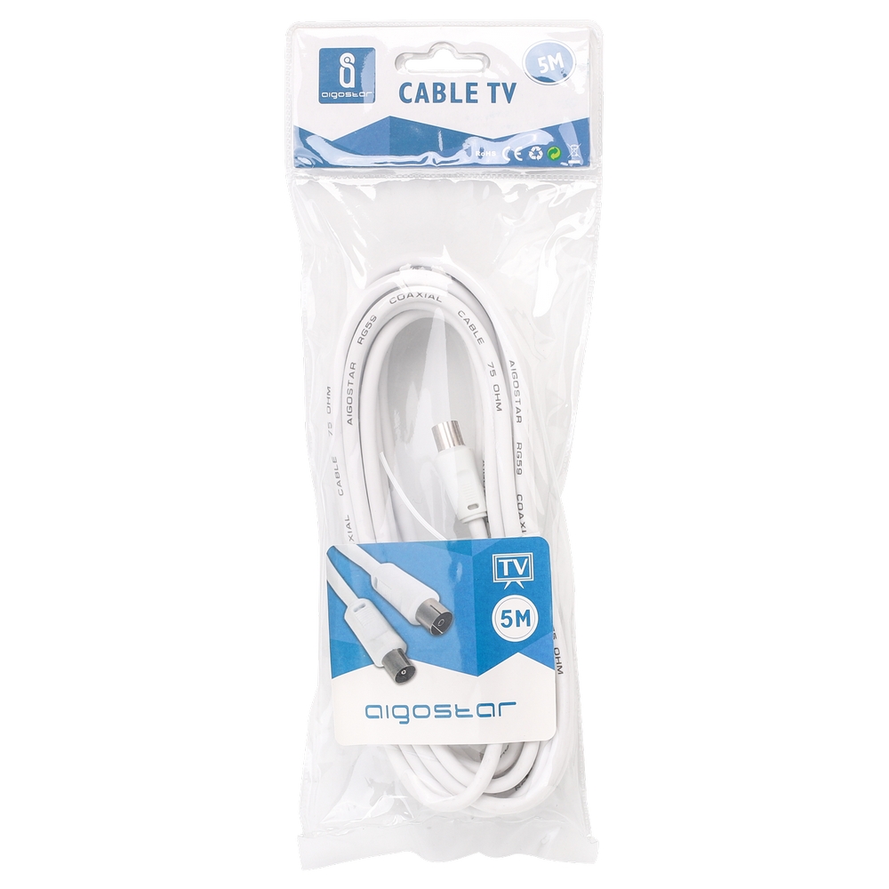 Cavo TV per antenna maschio/femmina 5m bianco Aigostar - Foto 2