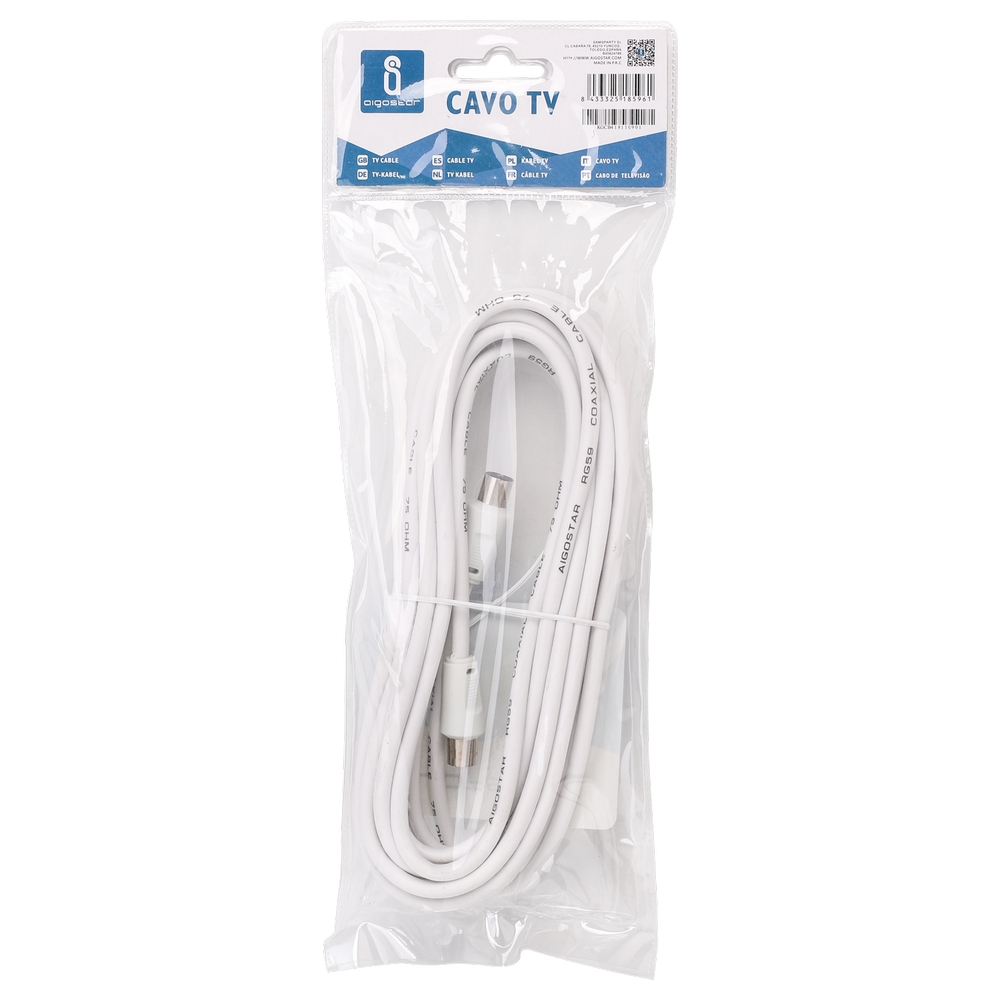 Cavo TV per antenna maschio/femmina 5m bianco Aigostar - Foto 3