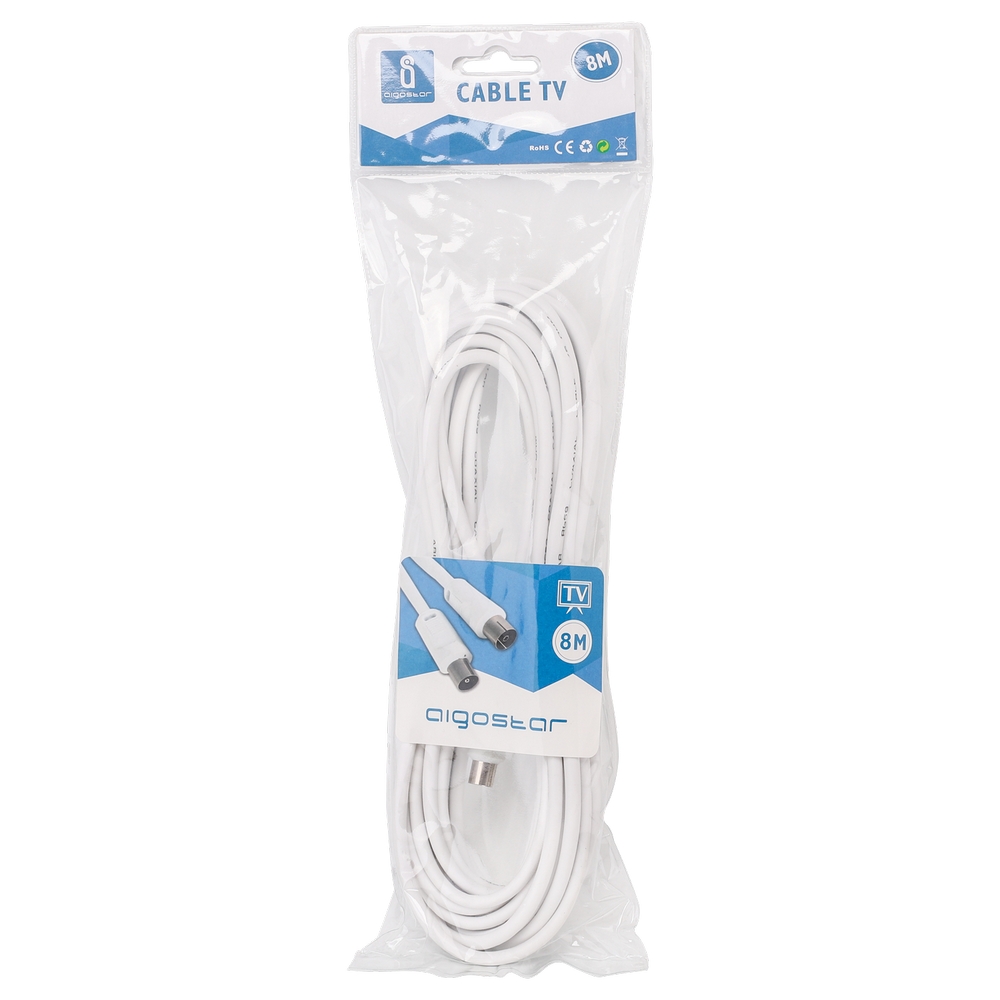 Cavo TV per antenna maschio/femmina 8m bianco Aigostar - Foto 1