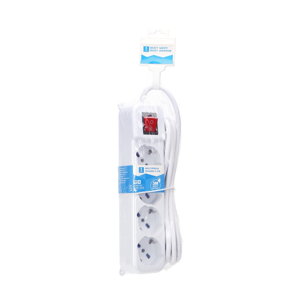 Ciabatta multipresa elettrica 4 posti con cavo da 3m – 4 Prese Schuko+Bipasso Aigostar - Foto 2