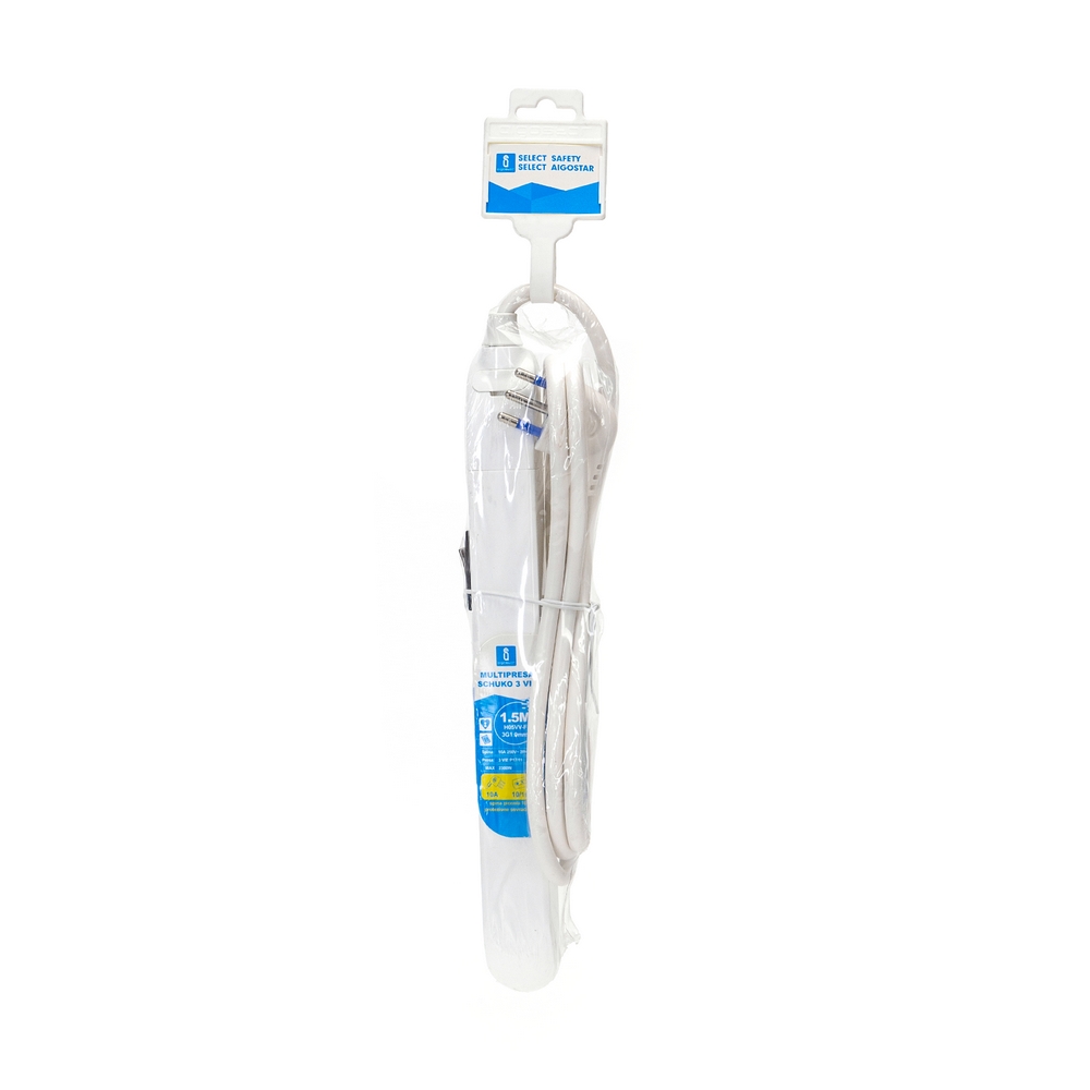 Ciabatta multipresa elettrica Slim 3 posti con cavo da 1,5m – Spina 10A e 3 Prese Bipasso Aigostar - Foto 2