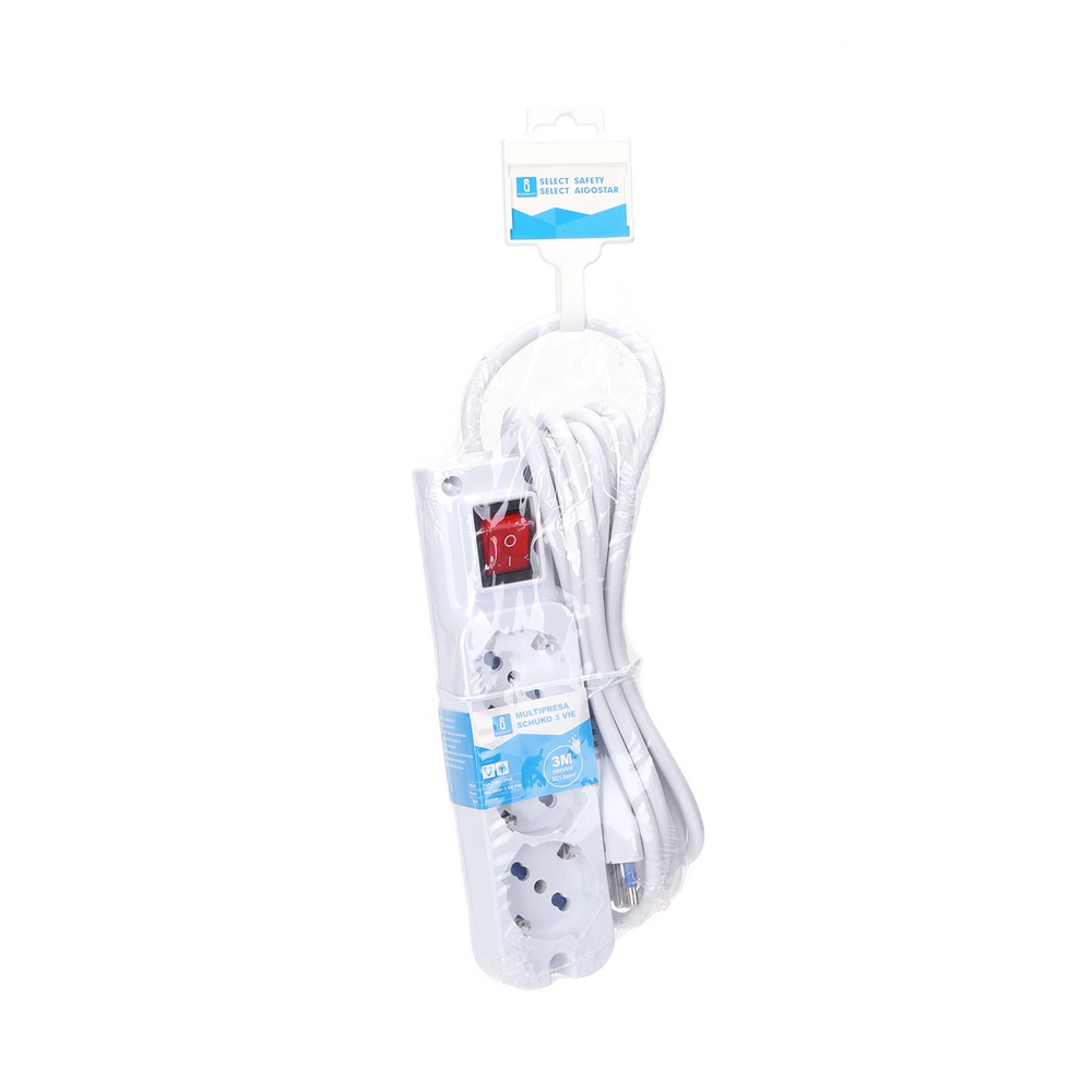 Ciabatta multipresa elettrica Slim 3 posti con cavo da 3m – 3 Prese Schuko+Bipasso Aigostar - Foto 2