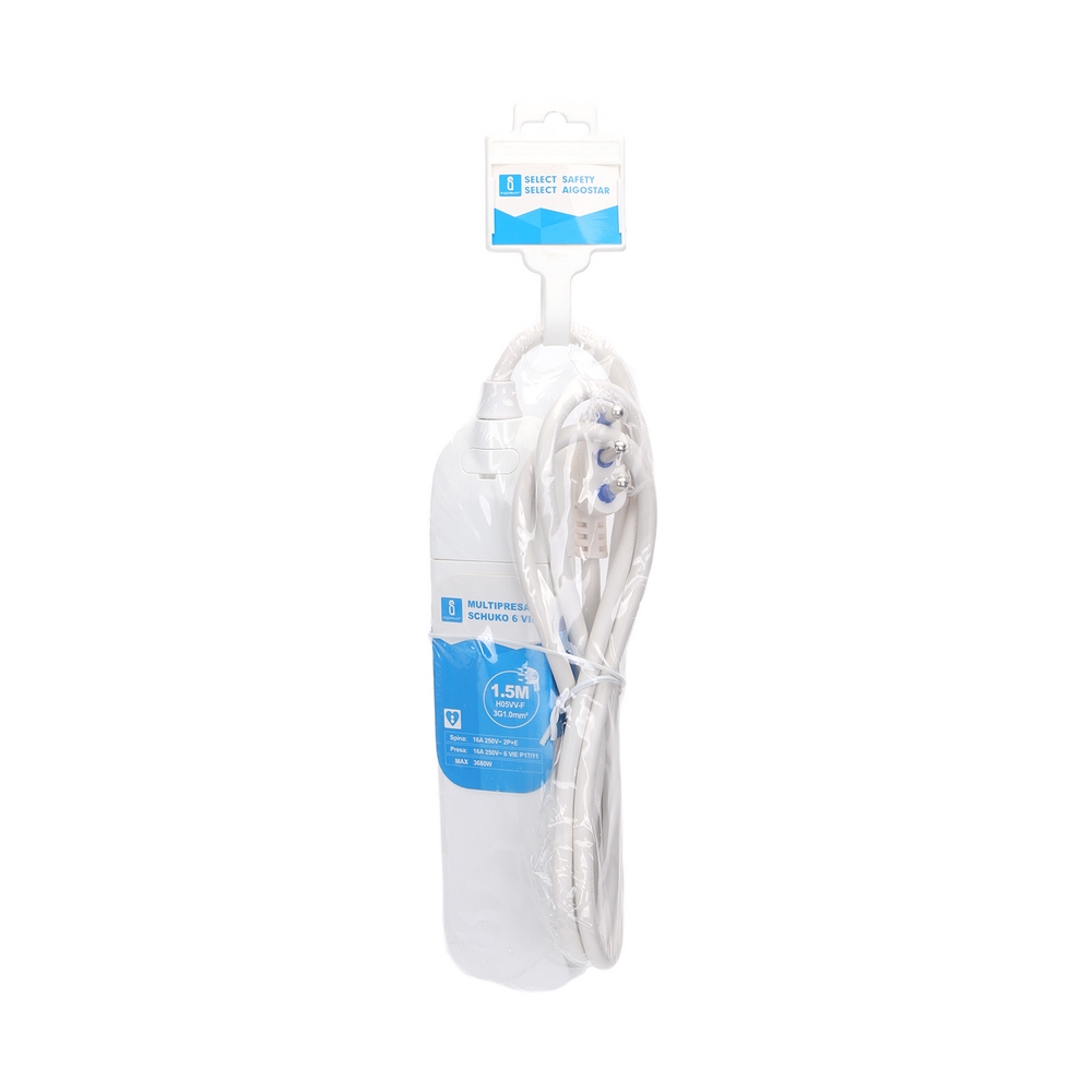 Ciabatta multipresa elettrica Slim 6 posti con cavo da 1,5m – 6 Prese Bipasso Aigostar - Foto 1