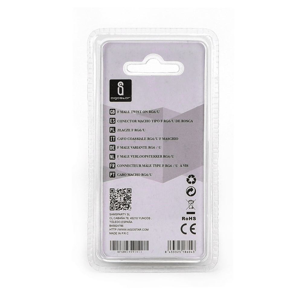 Connettore maschio tipo F Twist-On RG6/U coassiale Confezione 5pz Aigostar - Foto 3