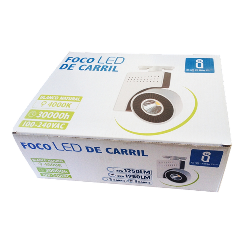 Faretto Led da binario Bat 33W bianco orientabile monofase Bianco neutro 4000K Aigostar - Foto 2
