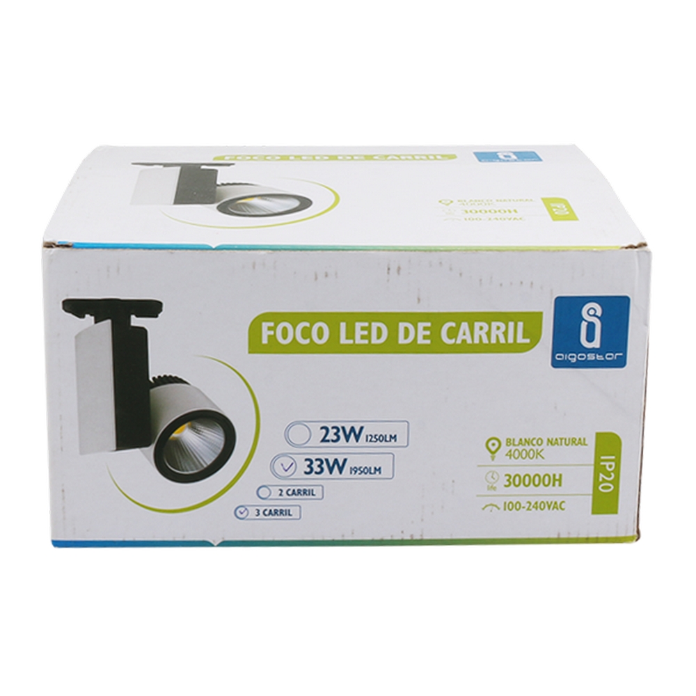 Faretto Led da binario Owl 33W bianco orientabile monofase Bianco neutro 4000K Aigostar - Foto 1
