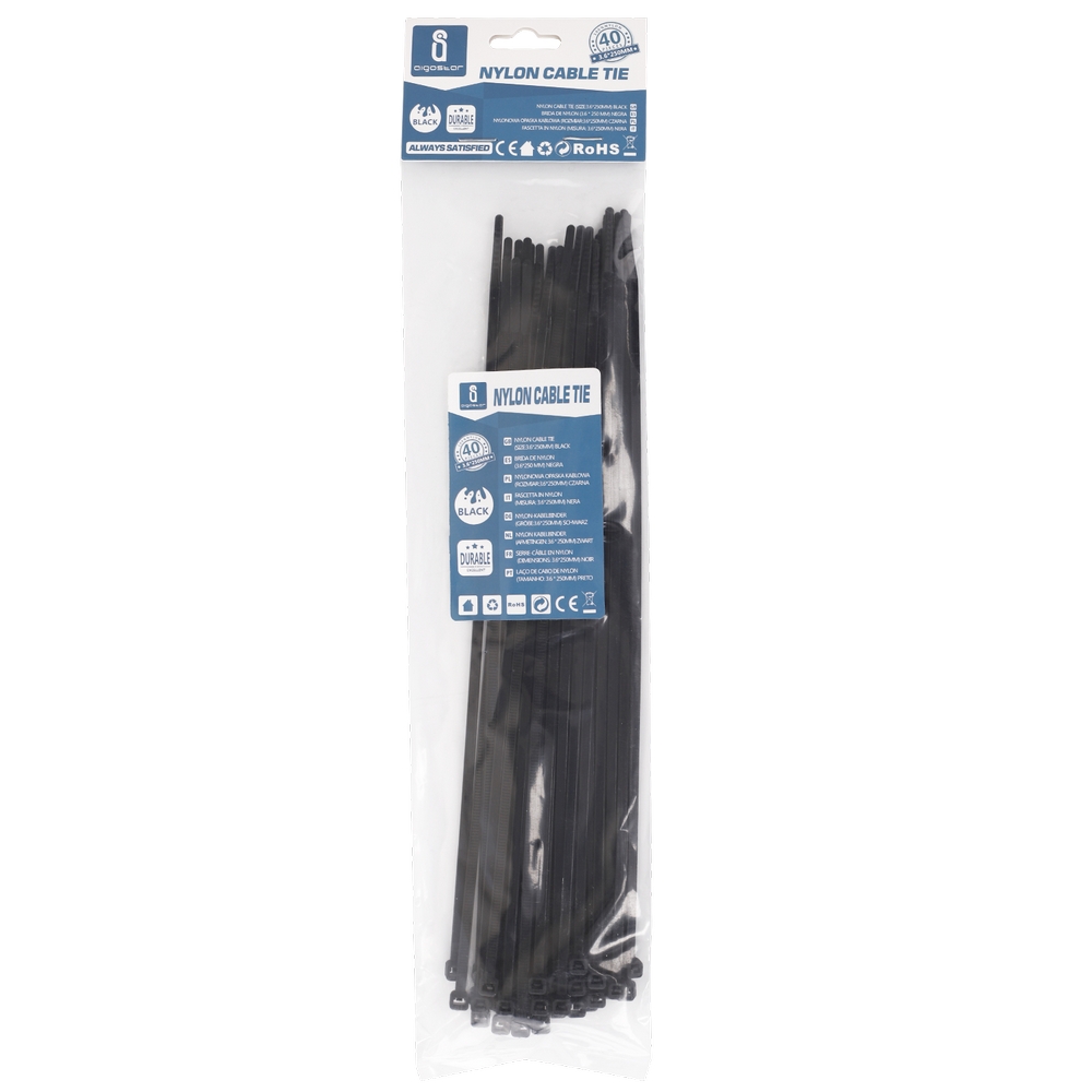 Fascette stringicavo 3,6x250mm nere Confezione 40pz Aigostar - Foto 1