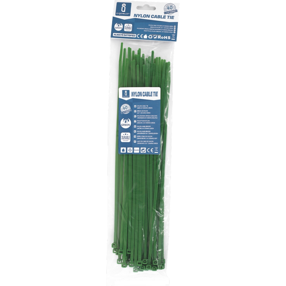 Fascette stringicavo 3,6x250mm verdi Confezione 40pz Aigostar - Foto 1