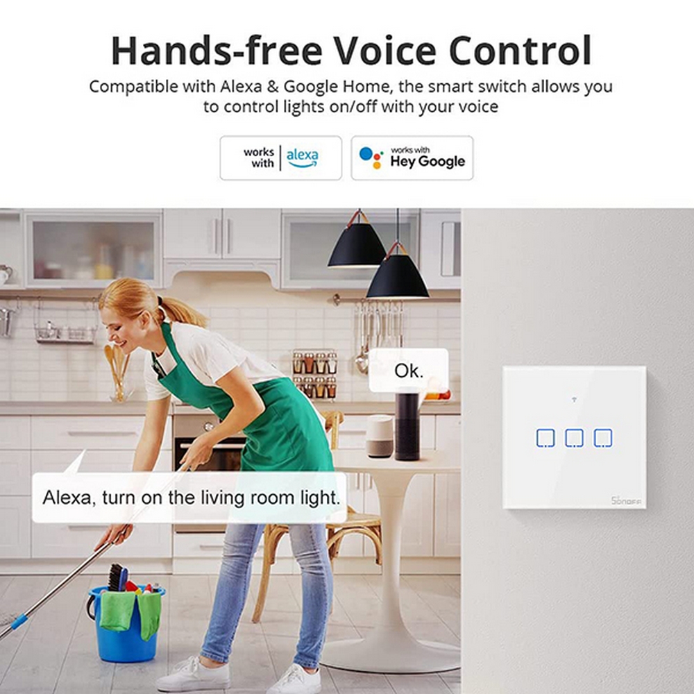 Interruttore Touch Smart SONOFF T0 EU 3C 3 tasti WiFi da parete - Foto 3