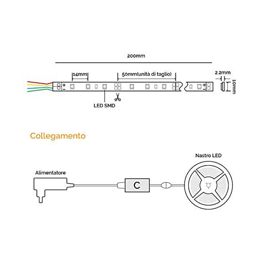 Kit Striscia Led 12V 70W SMD 5050 5 metri IP65 con telecomando RGB Wisdom - Foto 1
