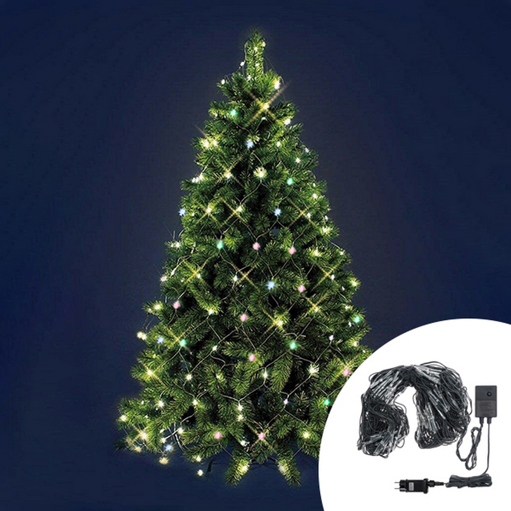 Foto principale Mantello a rete di luci per Albero di Natale da 180cm a 210cm 198 Led Multicolore Wisdom