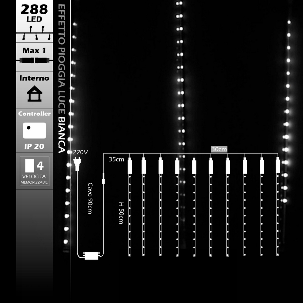 Pioggia di meteore luminose da 288 Led Bianco Freddo Wisdom - Foto 5