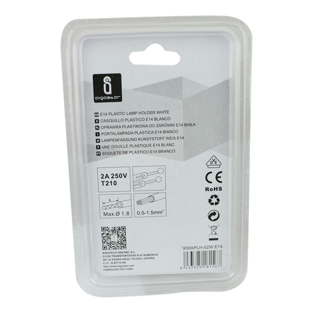 Portalampada E14 Bianco 250V in Plastica con anello Aigostar - Foto 4