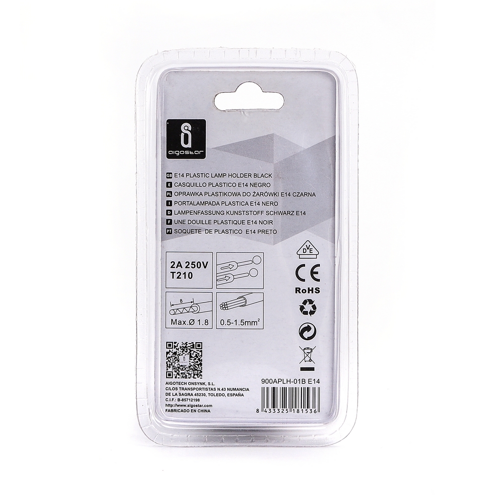 Portalampada E14 Nero 250V in Plastica Aigostar - Foto 4