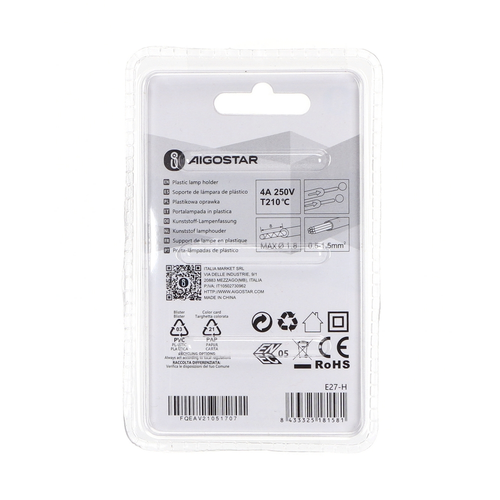 Portalampada E27 Bianco 250V in Plastica Aigostar - Foto 3