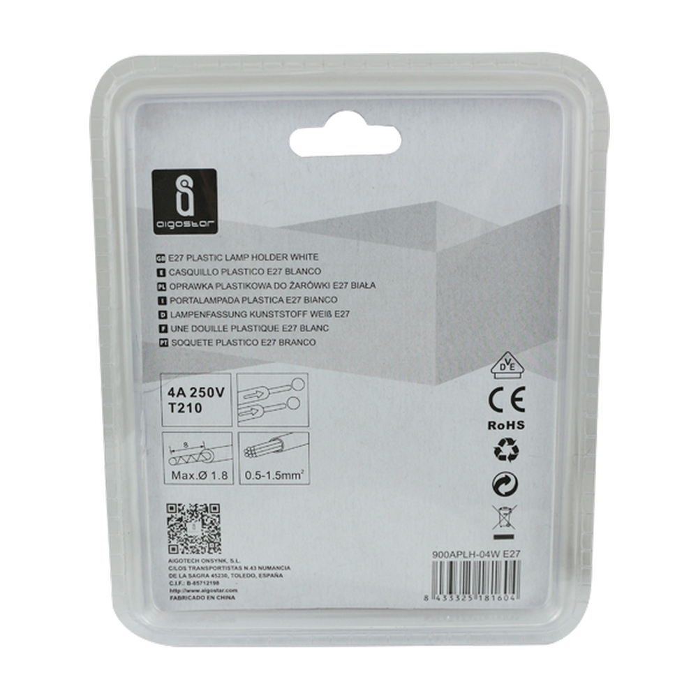 Portalampada E27 Bianco 250V in Plastica con anello Aigostar - Foto 4