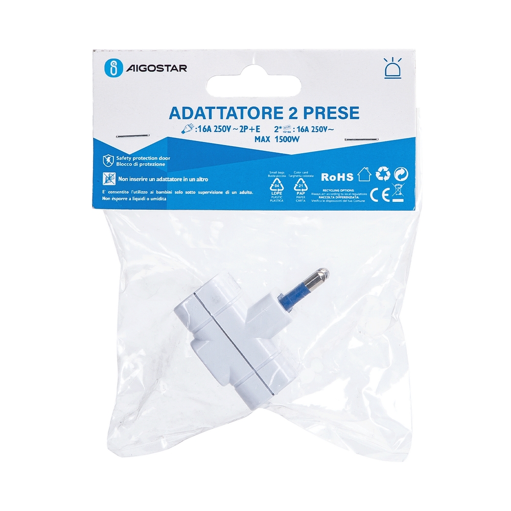 Spina doppia grande 16A Bipasso con indicatore luminoso Aigostar - Foto 1
