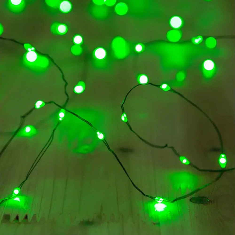 Stringa 10 metri da 100 MicroLed Verde con pannello solare Wisdom - Foto 2