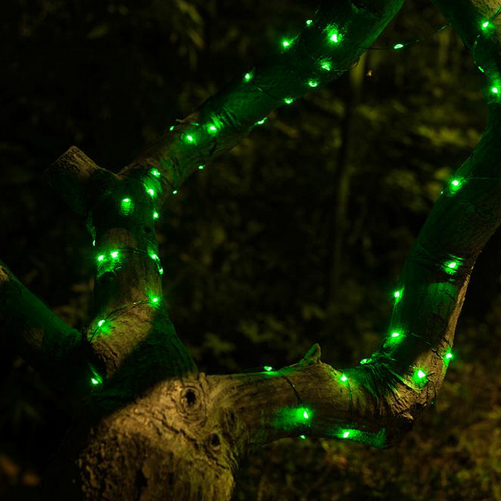 Stringa 10 metri da 100 MicroLed Verde con pannello solare Wisdom - Foto 3