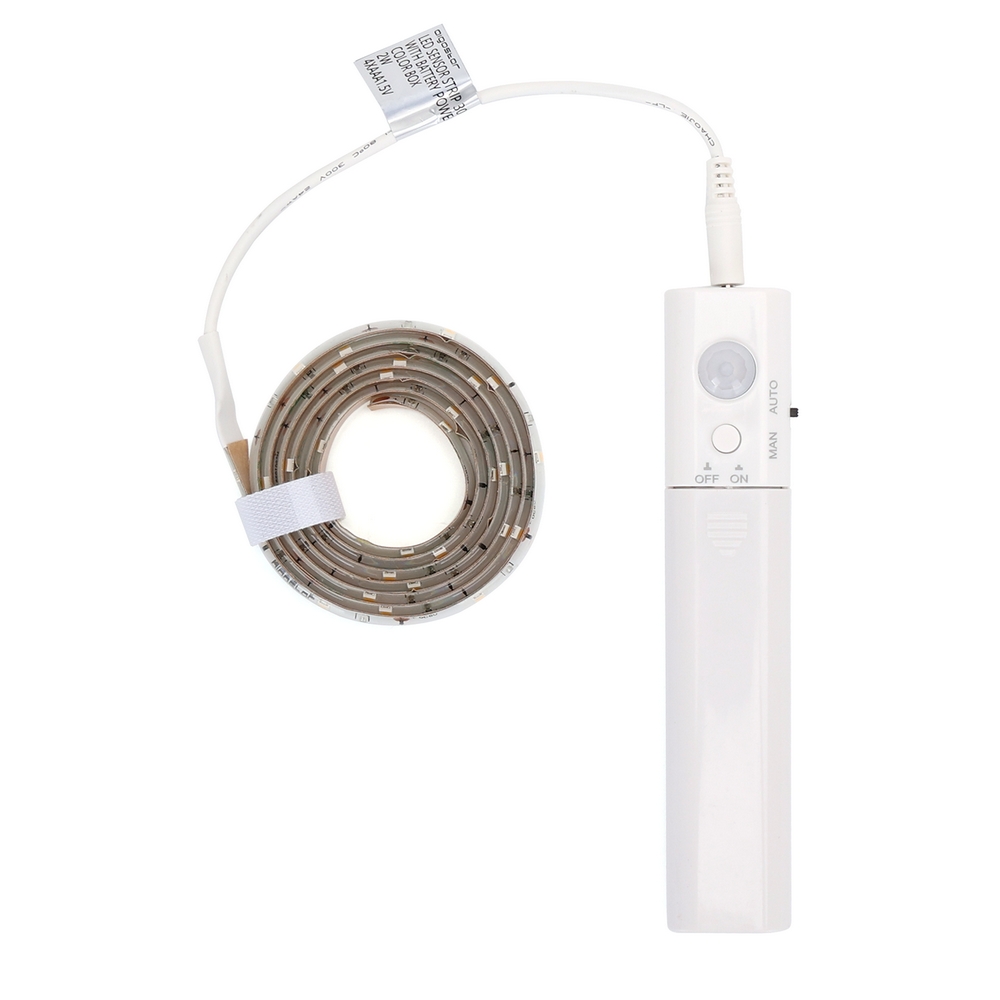 Striscia Led a Batteria per armadio 2,4W SMD 5050 1 metro IP20 con sensore di movimento Bianco Freddo 6500K Wisdom - Foto 1