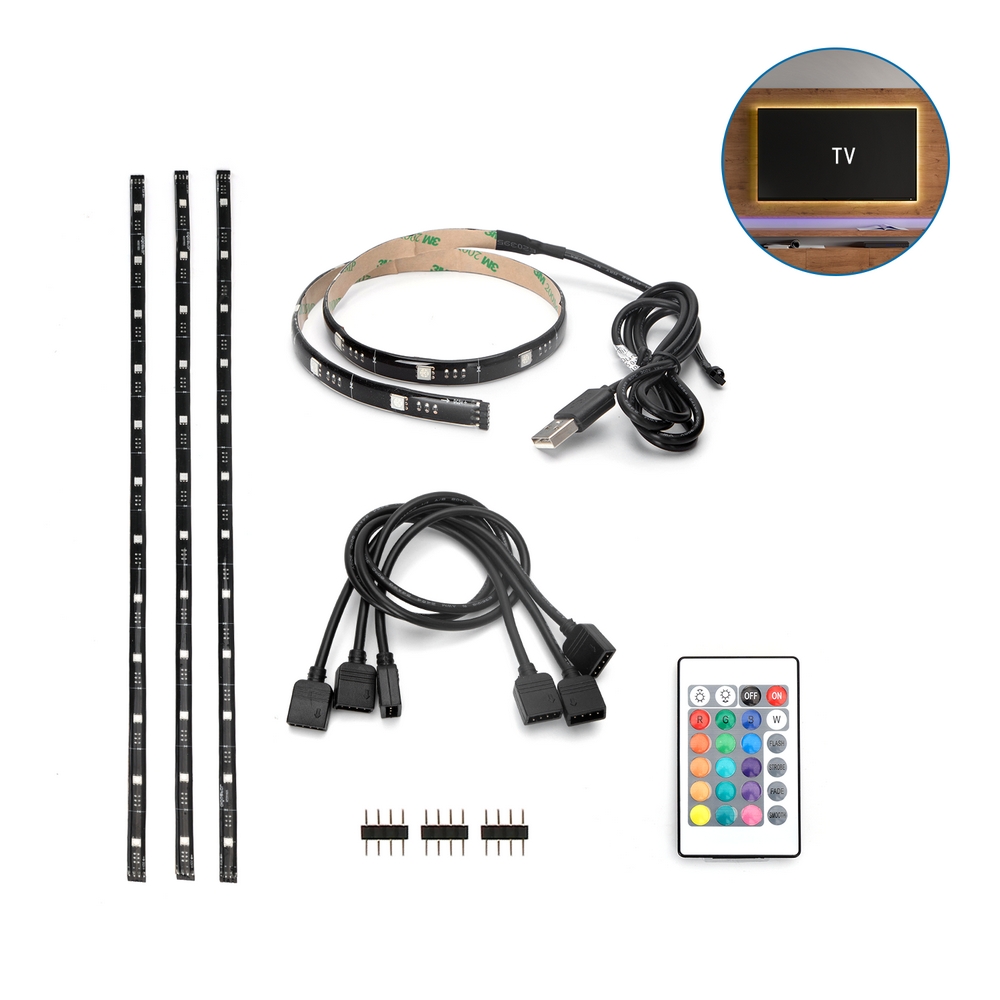 Striscia Led USB 5V retroilluminazione per TV 2,5W SMD 5050 4x50cm IP65 RGB Aigostar - Foto 1
