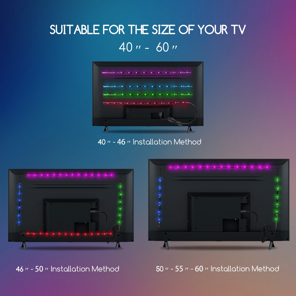 Striscia Led USB 5V retroilluminazione per TV 2,5W SMD 5050 4x50cm IP65 RGB Aigostar - Foto 5