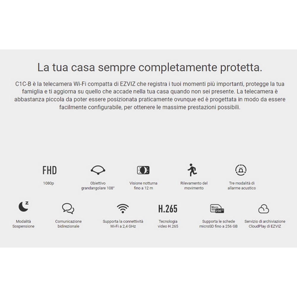 Telecamera di sorveglianza EZVIZ C1C-B WiFi Full HD 1080p visione notturna per interni - Foto 2