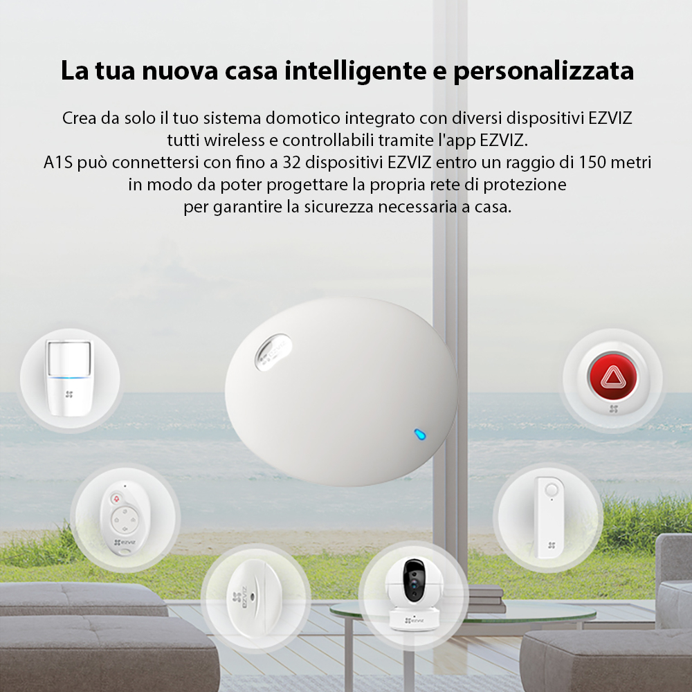 EZVIZ A1S Hub di allarme senza fili con batteria di backup integrata e telecomando - Foto 3