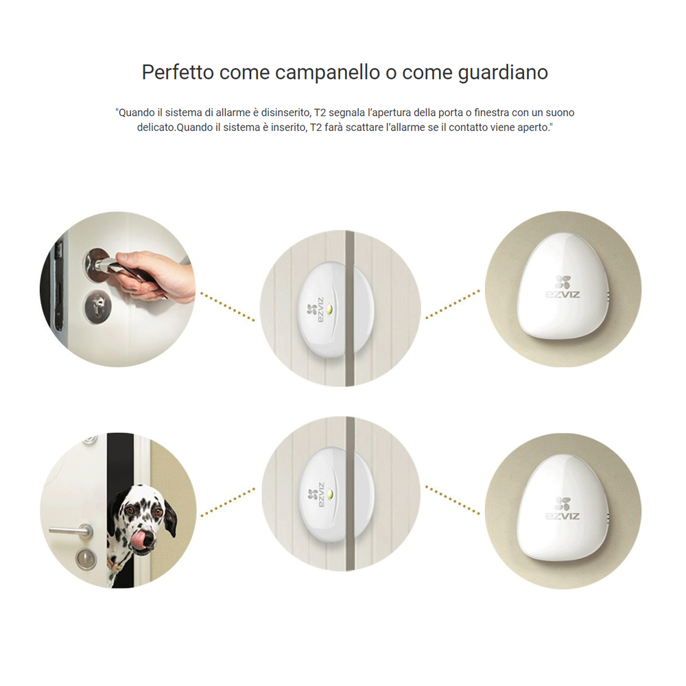EZVIZ T2 Contatto magnetico per porte e finestre a batteria da interno per sistema A1 A1S - Foto 2