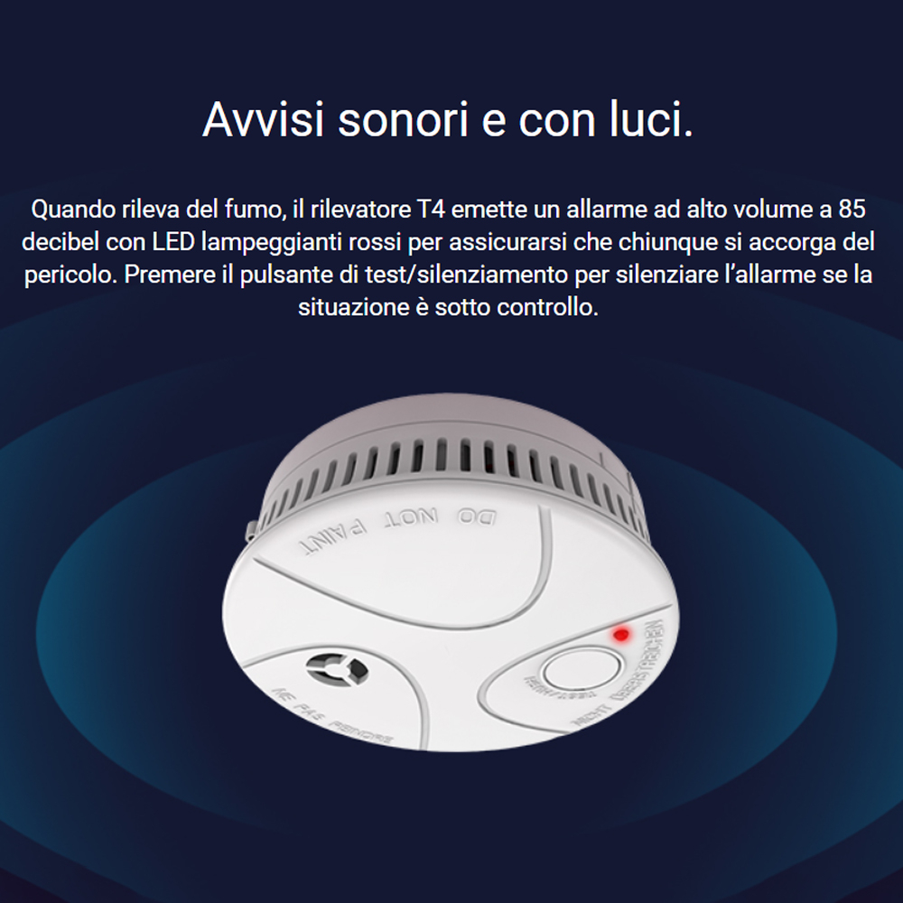 EZVIZ T4 Sensore di fumo a batteria con sirena da interno per sistema A1 A1S - Foto 4