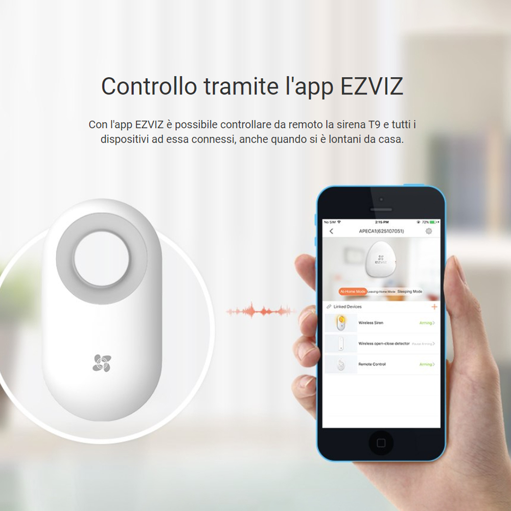 EZVIZ T9 Sirena Wreless con illuminazione Led da interno per sistema A1 A1S - Foto 3