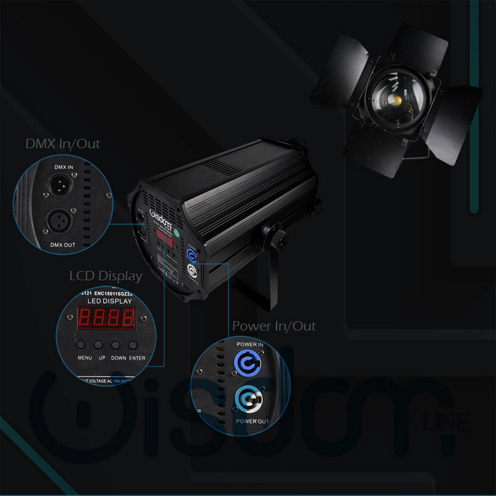 Faro teatrale PC Led COB 200W DMX RGBW Zoom Wisdom - Foto 4