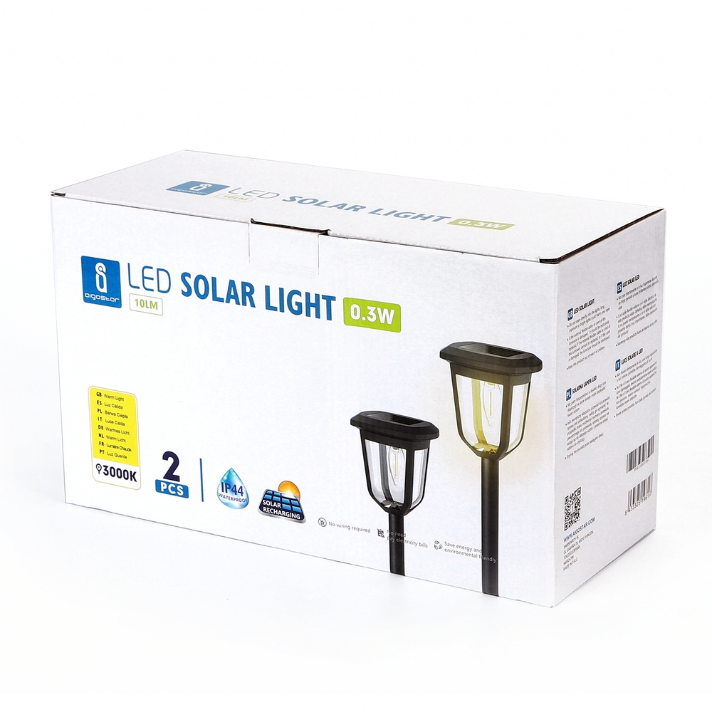 Lampioncino segnapassi Led Elf 0,3W Nero con pannello solare IP44 Bianco caldo 3000K con sensore crepuscolare Aigostar - Foto 2