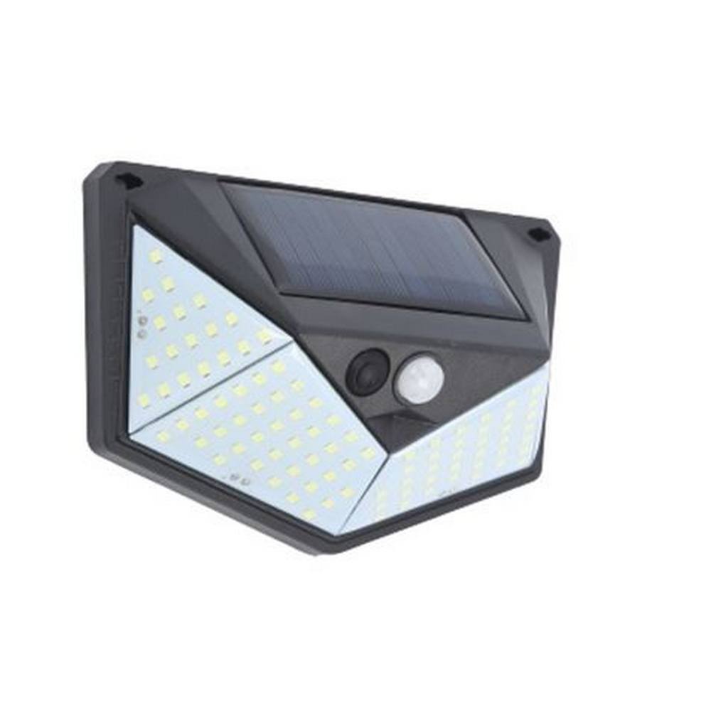 Applique 109 Led Nero con pannello solare IP44 Bianco freddo 6500K con sensore crepuscolare e di movimento Elbat - Foto 1