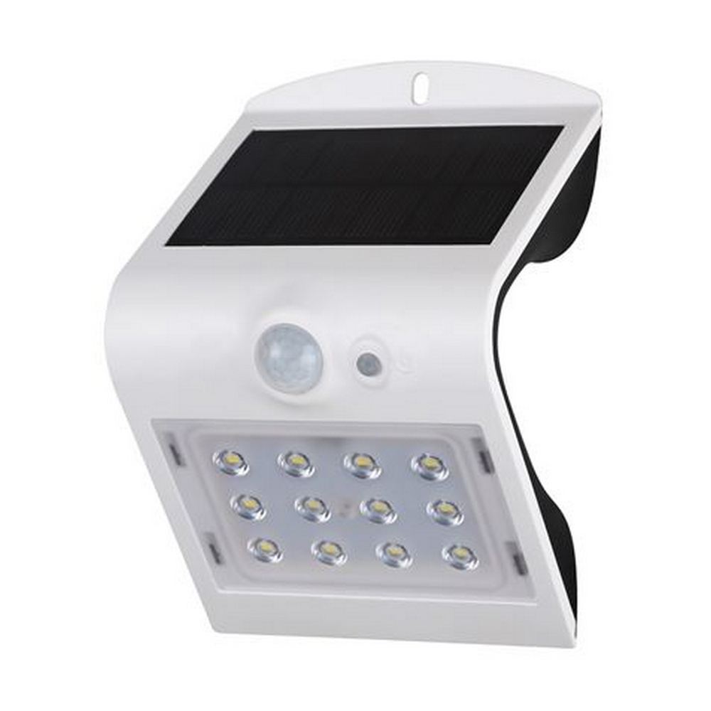 Applique 12 Led 1,5W doppia emissione Bianco con pannello solare IP65 Bianco freddo 6500K e Bianco caldo 3000K con sensore crepuscolare e di movimento Elbat - Foto 2