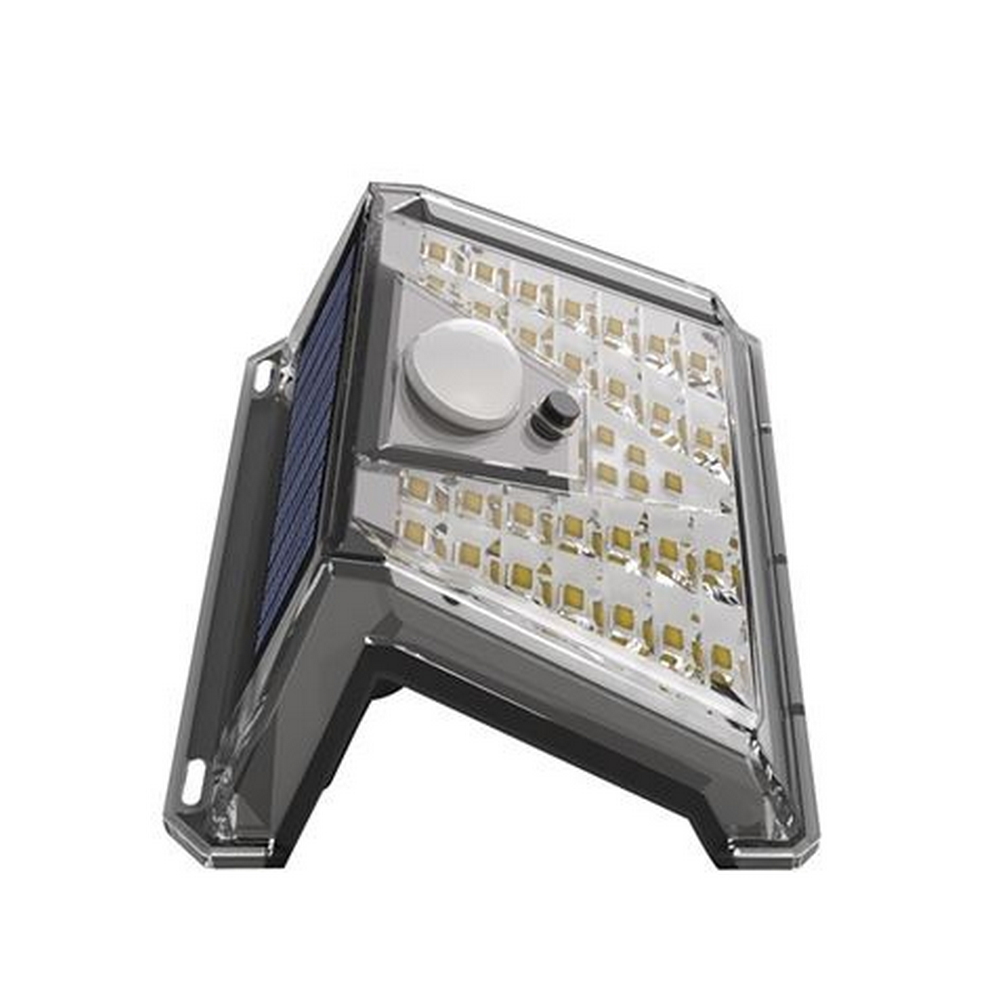 Applique 33 Led Nero con pannello solare IP44 Bianco freddo 6500K con sensore crepuscolare e di movimento Elbat - Foto 1