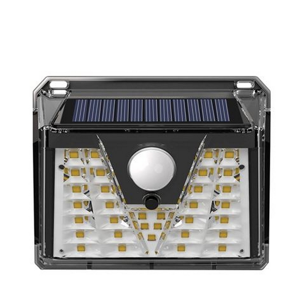 Foto principale Applique 33 Led Nero con pannello solare IP44 Bianco freddo 6500K con sensore crepuscolare e di movimento Elbat