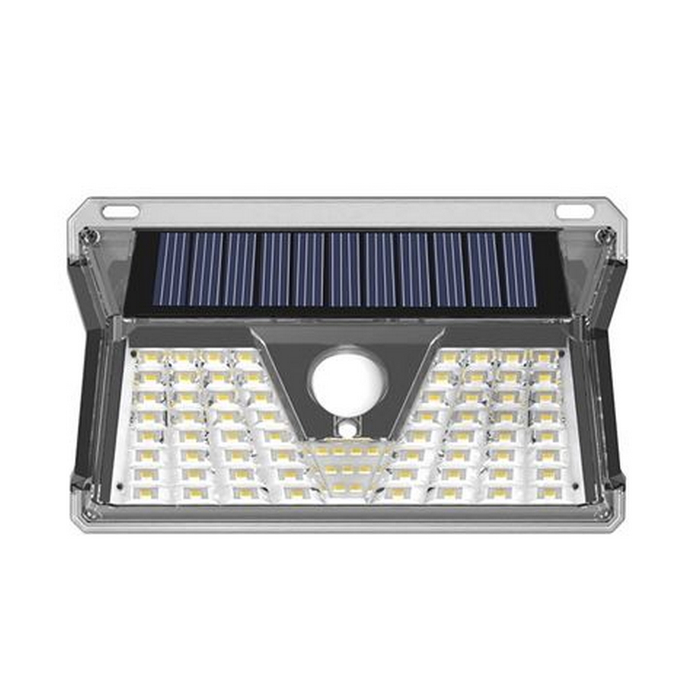 Foto principale Applique 73 Led Nero con pannello solare IP44 Bianco freddo 6500K con sensore crepuscolare e di movimento Elbat