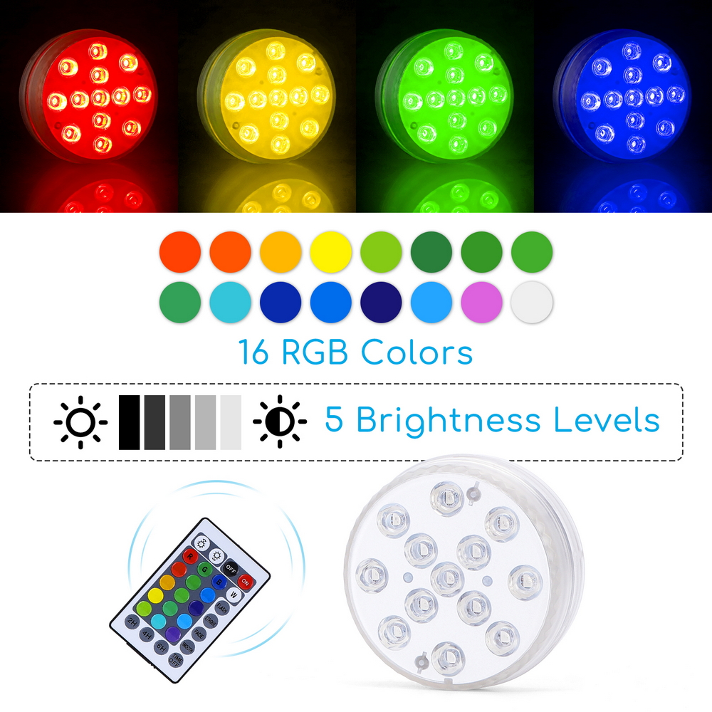 Luce Led per piscina RGB 0,25W con ventosa e telecomando confezione 2 pz Aigostar - Foto 5